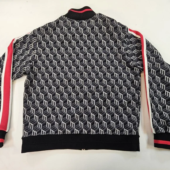 $650 MCM Women's Black Red Monogram MCM Logo Print Track Jacket Large - Picture 11 of 12